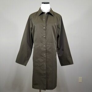 Eileen Fisher S Light Coat Knee Length Jacket Long Sleeve Trench Pockets